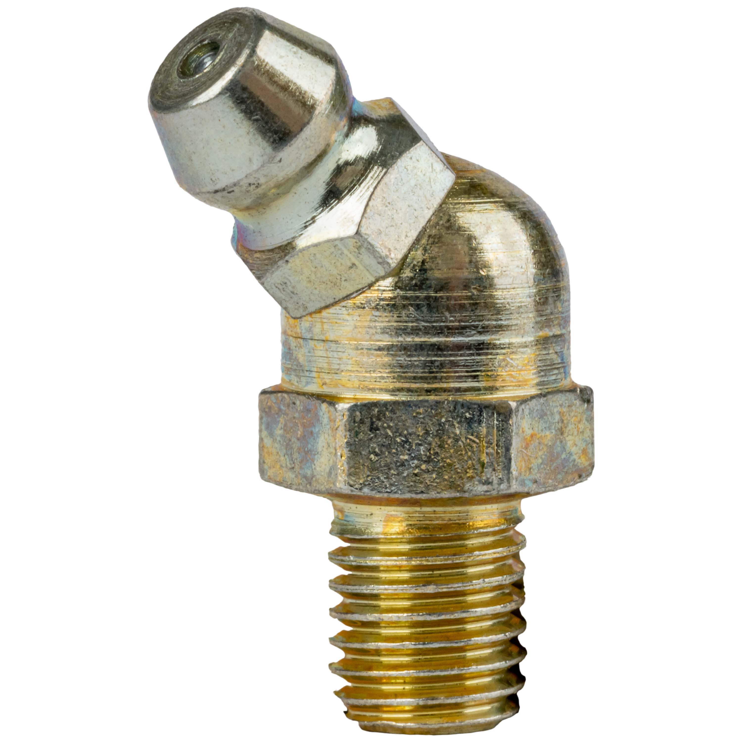 Hydraulic Grease Fittings - 1/4-28 Tapered Thread - 45 Deg - 1